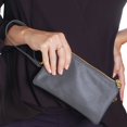 thumbnail image 5 of Humble Chic Vegan Leather Crossbody Wristlet Bag or Small Purse Clutch, Includes Adjustable Shoulder and Wrist Straps, Charcoal, 5 of 8