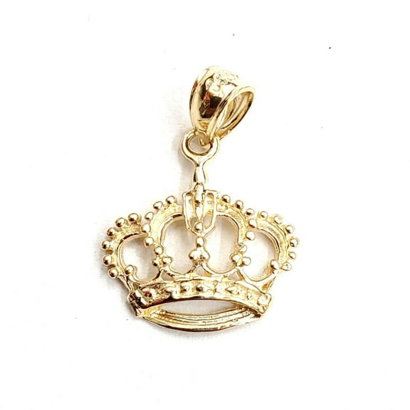 New 14k yellow Gold Tiny Queen Crown Tiara Pendant charm gift fine jewelry 1.4g