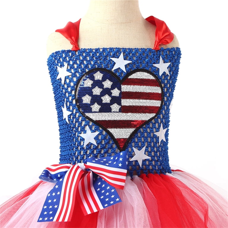 red white and blue halter dress Wxirdiow Little Girl 4th of July Outfit Toddler Girl 4th of July Dress  American Flag Red White and Blue Halter Dresses Baby First Memorial Day  Outfit Red Size,3-4 Years