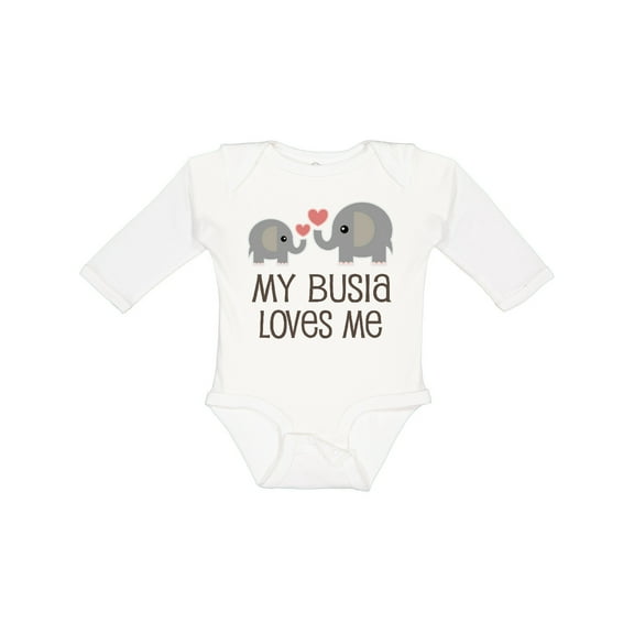 Inktastic My Busia Loves Me Childs Boys or Girls Long Sleeve Baby Bodysuit