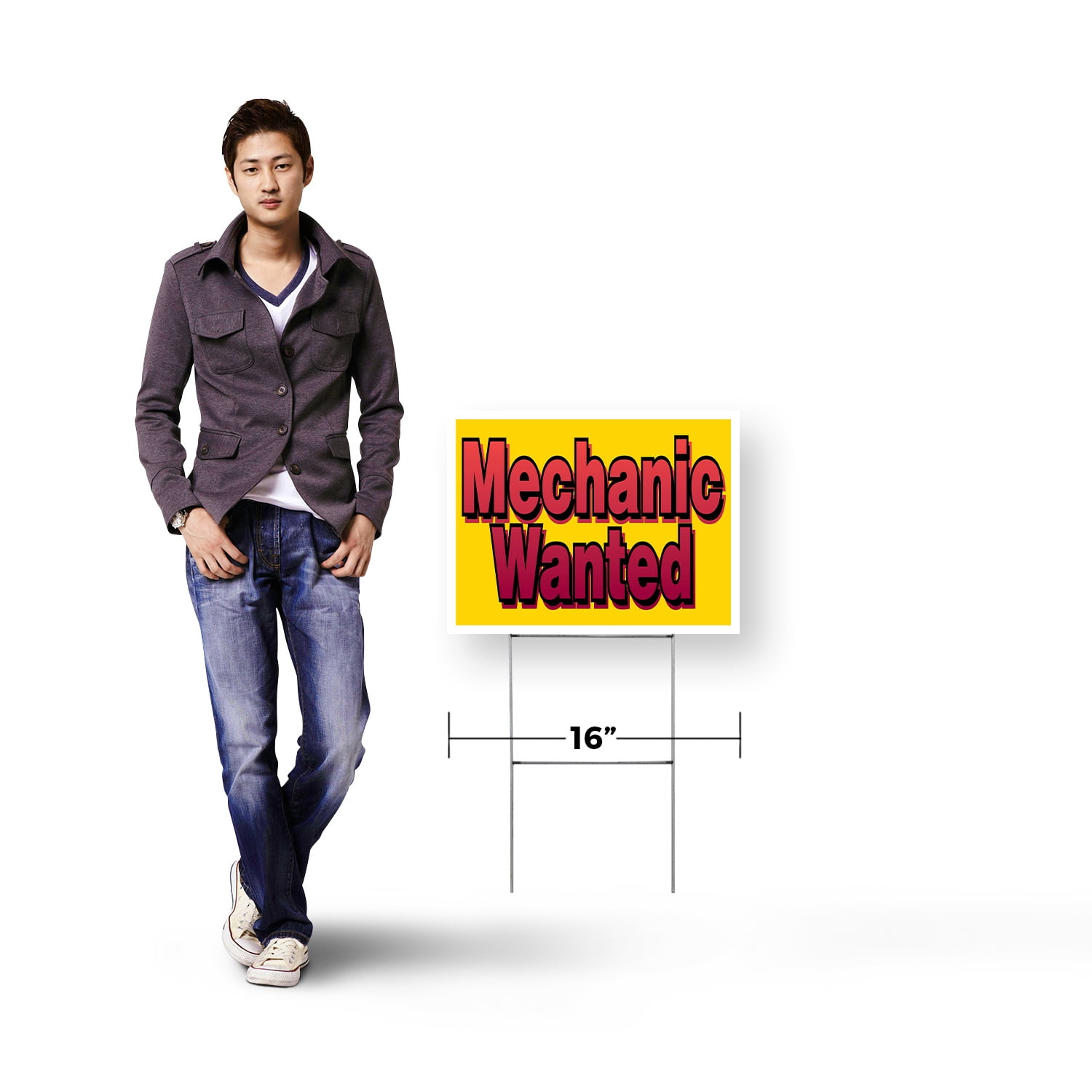 Mechanic Wanted Yard Sign 12 Inch x 16 Inch Single Sided Weatherproof Heavy-Duty Plastic with Stake | Hiring Notice, Professional Auto Shops, Bold Display | Made in USA