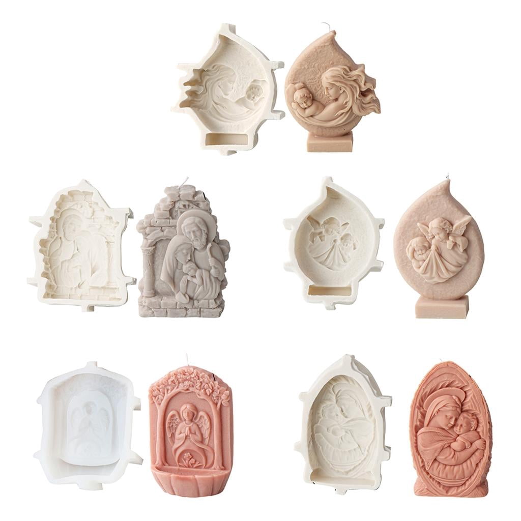 Osdhezcn Statues Moulds Religious Candle Making Molds Sculpture Molds Silicone Texture