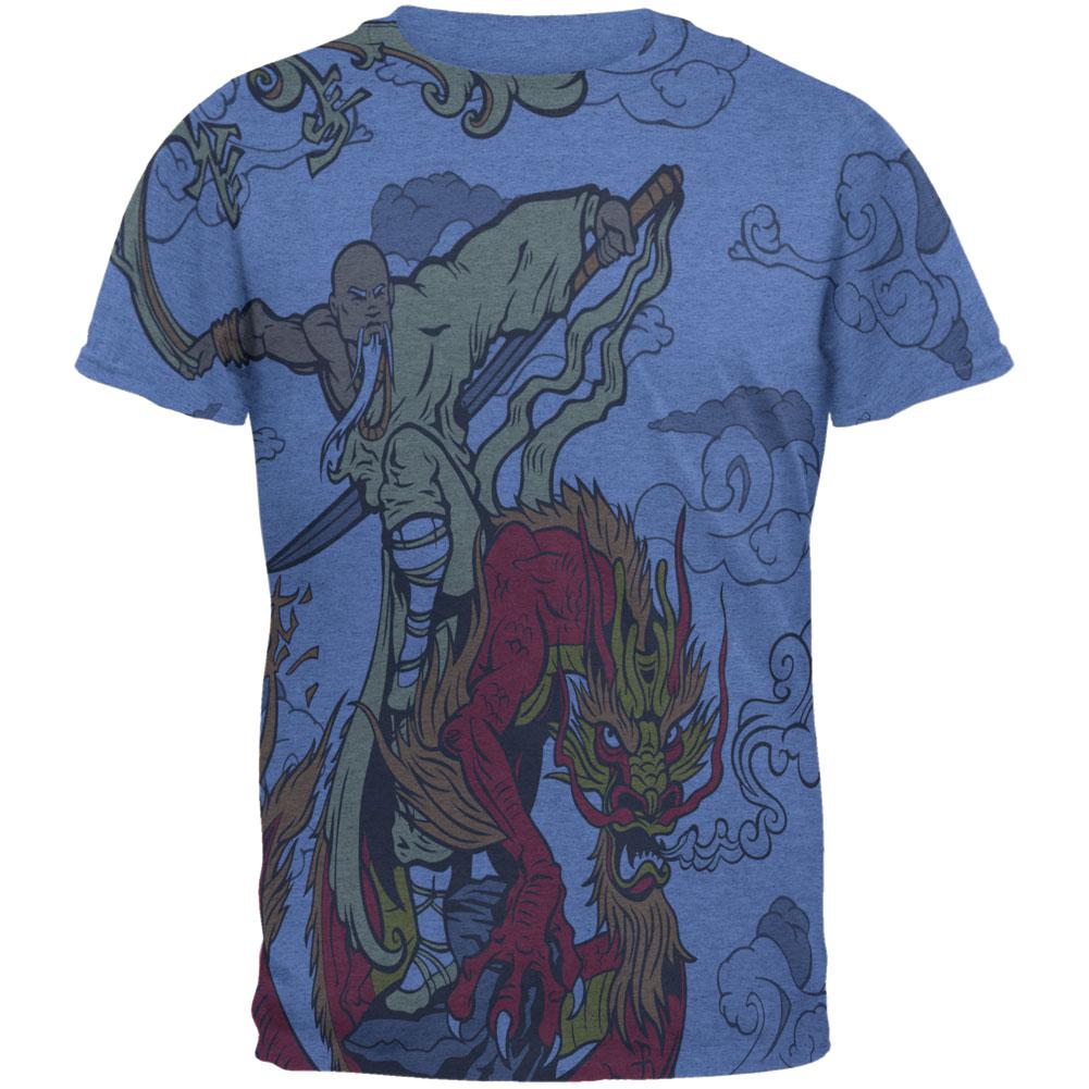 Enter The Dragon Monk All Over Heather Blue Adult T-Shirt