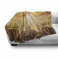 thumbnail image 3 of Rural Soft Flannel Fleece Throw Blanket, Sunset Scenery of a Anther Field Photo, Cozy Plush for Indoor and Outdoor Use, 70" x 90", Sand Brown Multicolor, by Ambesonne, 3 of 6
