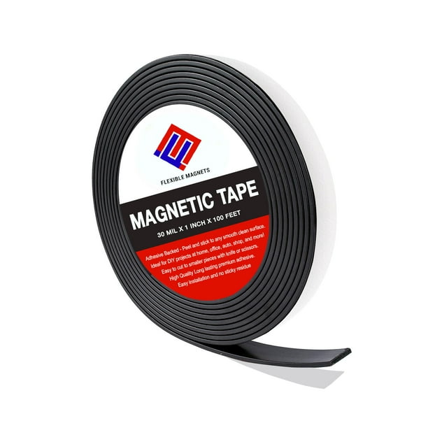 anspændt Kort levetid utilsigtet hændelse Magnetic Tape Roll with Adhesive Backing - Strip of Peel and Stick Magnets  - Super Strong & Sticky by Flexible Magnets (30 mil x 1 inch x 100 feet) -  Walmart.com