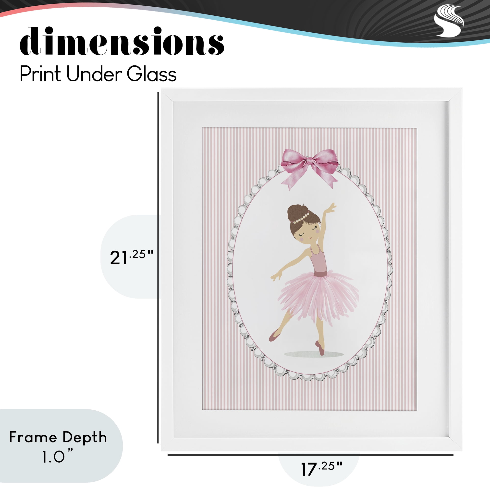 Stupell Industries Delicate Dance on Stripes White Framed Print Under Glass, design by Christine Simpson Art