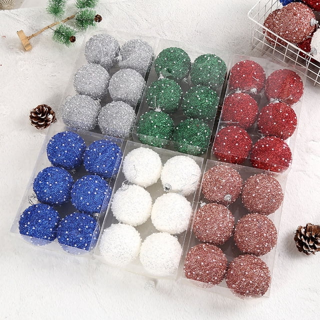 Xihbxyly Juego de Adornos para Árbol de Navidad, Bolas de Espuma Irrompibles, Vibrantes Colores Rojo, Verde, Azul y Oro Rosa, Fáciles de Colgar, Decoración Navideña para El Hogar, Decoración para Bod