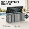 thumbnail image 4 of 130 Gallon Resin Deck Box, Outdoor Lockable Storage Container for Patio Cushions, Garden Tools, Pool Supplies, Toys, Water Resistant and UV Resistant, Reinforced Rib Design, Gray, 4 of 5