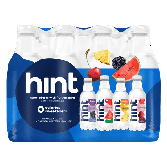 Hint Flavored Water Infused with Fruit Essence Blue Variety Pack, 4-Flavor, 16 fl oz, 12-Pack