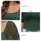thumbnail image 5 of Top con cuello cuadrado para mujer, camiseta con manga de malla transparente y lunares, mono acanalado, camisas cortas, Verde M, 5 of 6