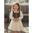thumbnail image 6 of RUINIXCW Vintage Toddler Baby Girl Halloween Renaissance Dress Baby Ren Faire Costume Kids Baby Girl Spring Fall Clothes Front Tie Lace Trim Square Neck Long Sleeve Princess Party Dress, 6 of 9