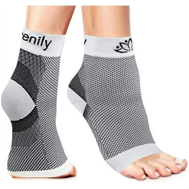 Serenily Plantar Fasciitis Socks Toeless Socks for Foot Pain Relief White L XL
