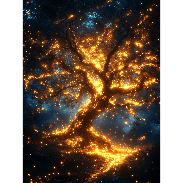 Qisvanset 12x16 Inch Glowing Moon Forest Canvas Wall Art, Mystical Enchanted Tree Night Scene Home Wall Decor