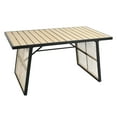 thumbnail image 2 of ModFusion Patio Outdoor/Indoor Dining Table 4-6 Persons Capacity, Rectangular Table with Faux Wood Tabletop, Black & Light Brown, 2 of 9