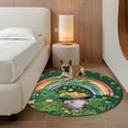 thumbnail image 3 of Gnomes St. Patrick's Day 6ft Round Rugs, Green Lucky Clovers Rainbow Washable Non-Slip Area Rugs for Living Room Bedroom Kitchen, Soft Low Pile Dining Room Kicthen Circle Carpet, Indoor Floor Rug, 3 of 9