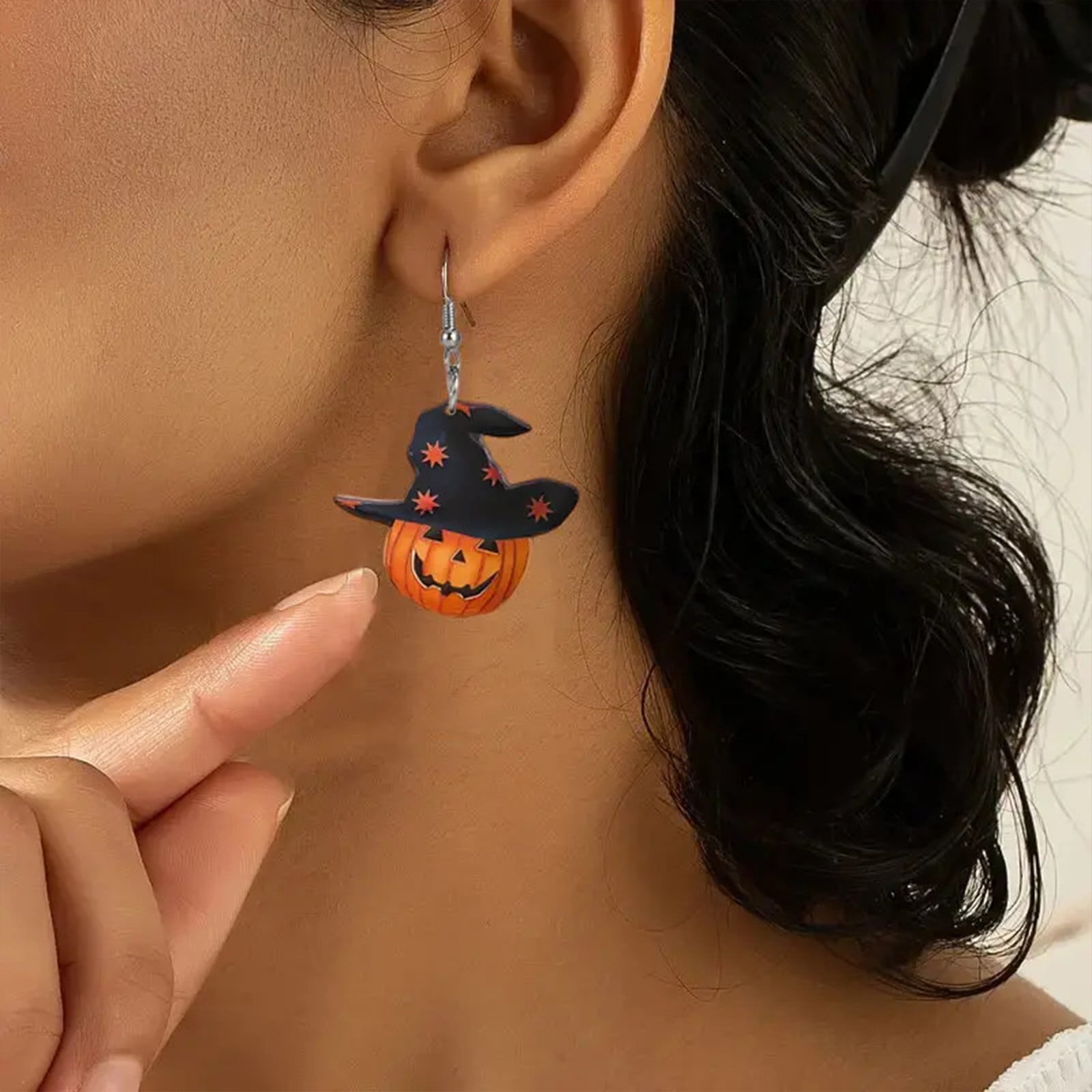 Boucles D'oreilles Pendantes Design Maman Halloween, Bijoux En Acrylique Style Dessin Animé