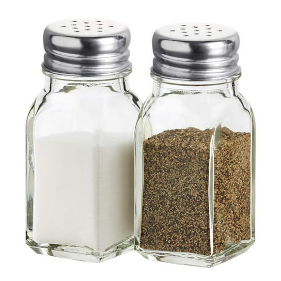 Stainless Steel Lids Salt And Pepper Shakers, Easy Cleaning With Clear Glass Body, Classic Decor For Your Farmhouse Style Kitchen