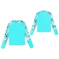 thumbnail image 1 of Jowowha Kids Girls Sun Protection Tropical Long Sleeve Rash Guard Tops UPF 50+ Swim Shirt Bathing Suits Teal 8, 1 of 7