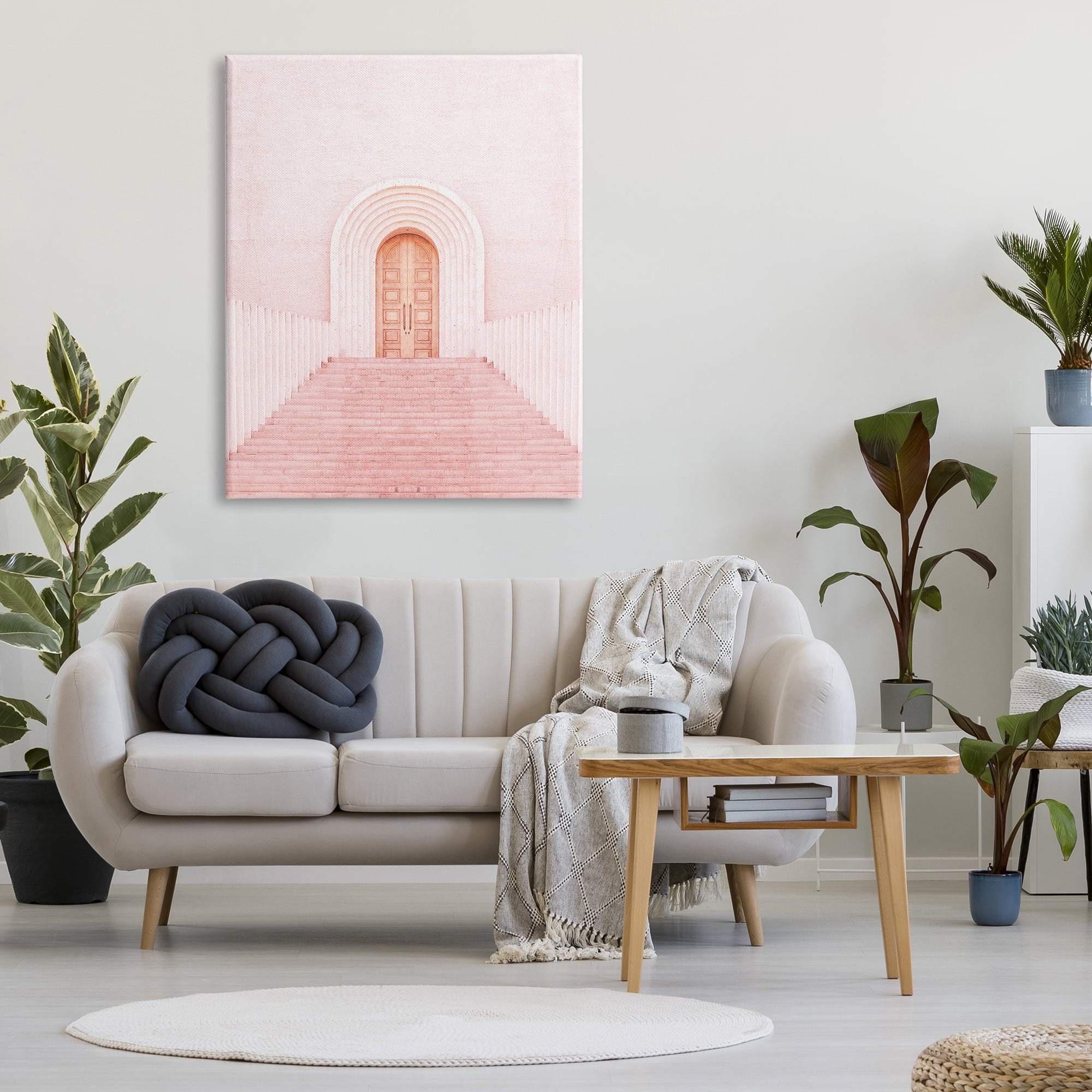 Stupell Industries Pink Door Architecture Travel & Places Photography Gallery Wrapped Canvas Art Print Wall Art, 36 x 48