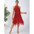 thumbnail image 4 of Sholeno Women's Glittery Lyrical Ballet Dance Dress Irregular Mesh Ruffled Skirt Modern Dancing Outfit Burgundy S, 4 of 6