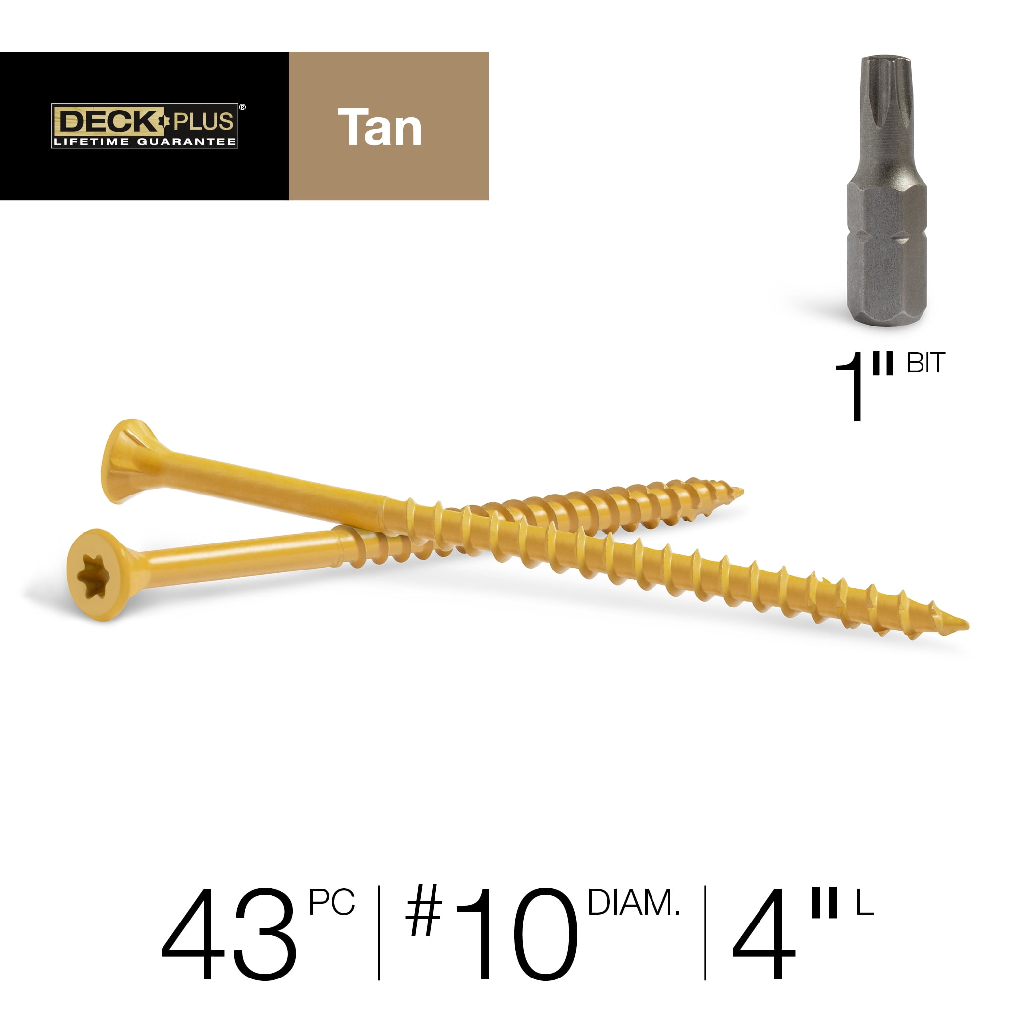 Deck Plus 1lbs No.10 x 4 in. Star Flat Head Exterior Deck Screws, Tan