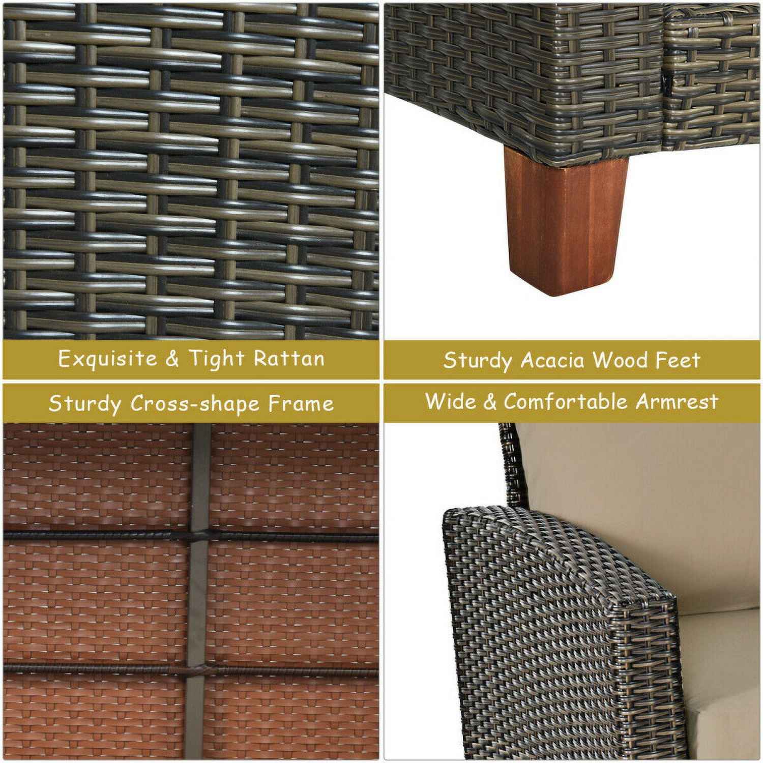 Aimee Lii 4 Pieces Patio Rattan Furniture Set with Cushions, Modern Patio Furniture Aimee Lii 4 Pieces Patio Rattan Furniture Set with Cushions, Modern Patio Furniture