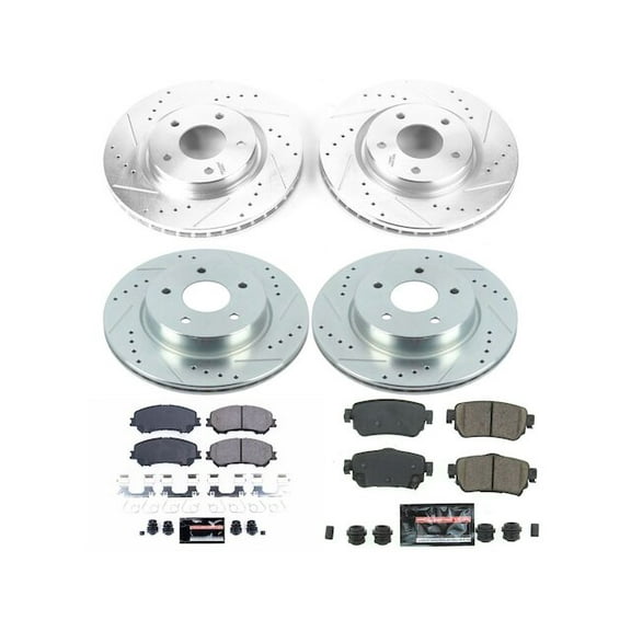 Front and Rear Brake Pad and Rotor Kit - Compatible with 2019 - 2021 Nissan Rogue Sport - Power Stop