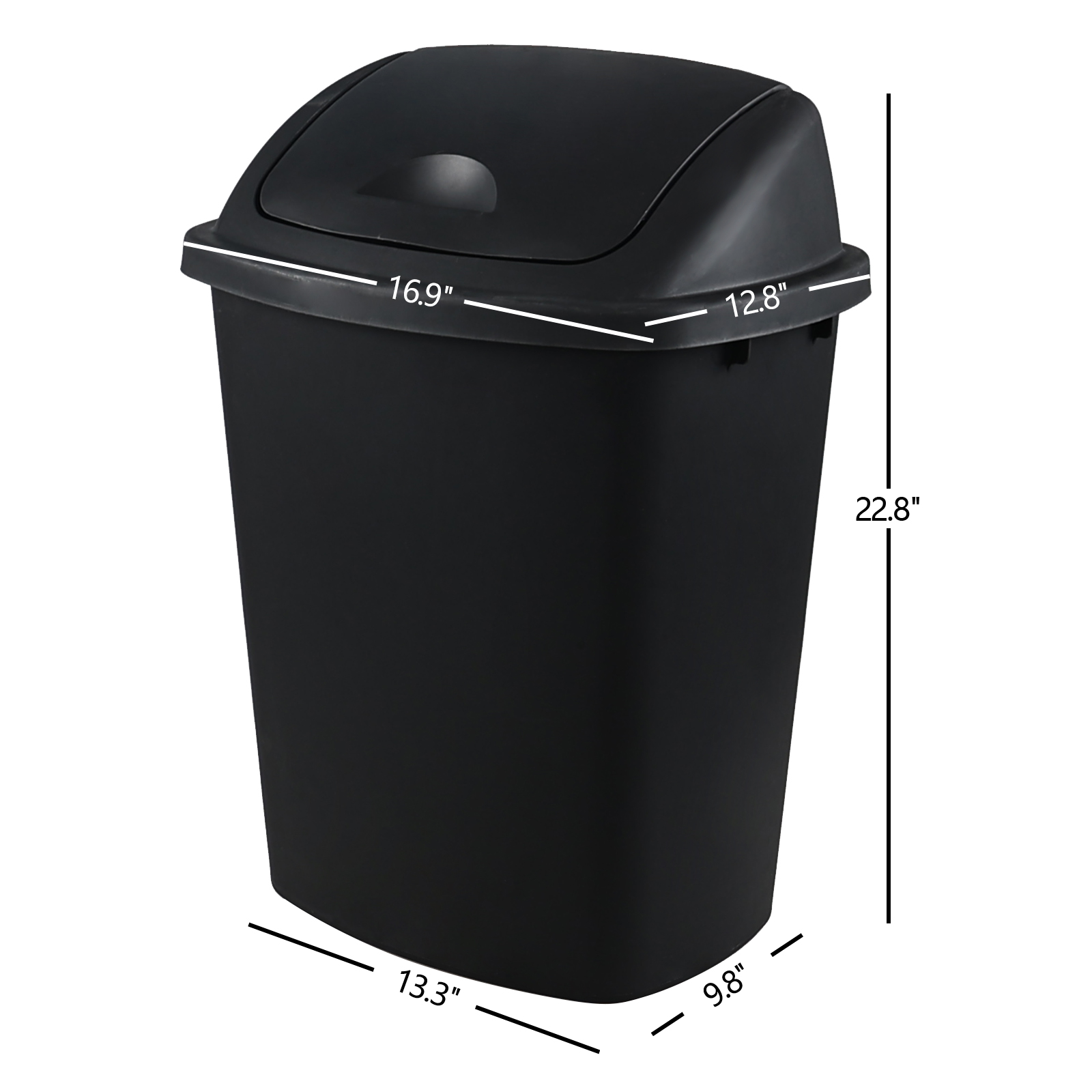 EudokkyNA 4 Pack 40 Liter Swing Top Trash Can, Plastic Garbage Bin with Lid, Black