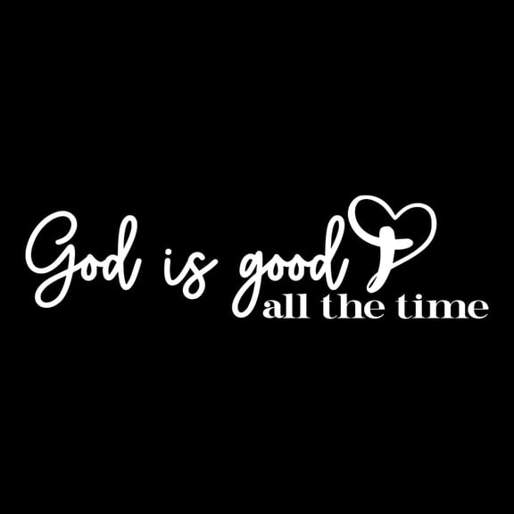 God is Good All The Time Heart Cross Vinyl Sticker Decal, Inspirational Christian Car Bumper Accessories, Catholic Jesus Waterproof Window Decals (2" x 8")