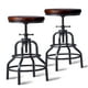 thumbnail image 1 of Taburete de bar LOKKHAN, vintage, industrial, rústico, giratorio, de madera y metal, 1 of 9