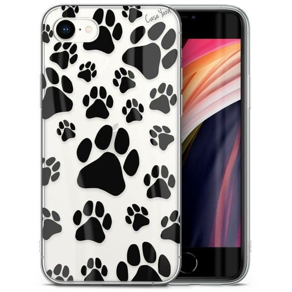 Case Yard iPhone-SE Case Clear Soft & Flexible TPU Ultra Low Profile Slim Fit Thin Shockproof Transparent Bumper Protective Cover Drop Protective Cell Phone Cases (Paws)
