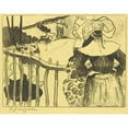 thumbnail image 2 of Paul Gauguin 14x12 Black Ornate Wood Framed Double Matted Museum Art Print Titled: Breton Women Beside a Fence (1889), 2 of 5