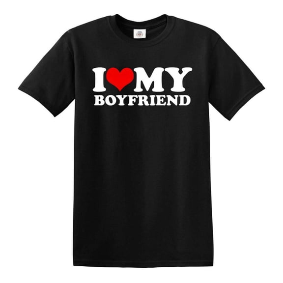 Natee I Heart My Boyfriend Unisex Adult T Shirt Black