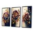 thumbnail image 3 of Designart "Zinnia Elegance in Night Shades I" Floral & Botanical Framed Wall Art Set Of 3 - Red Zinnias Frame Gallery Set For Office Decor, 3 of 6