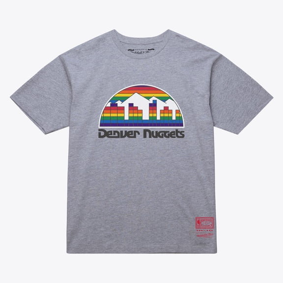 Unisex Mitchell & Ness Heather Gray Denver Nuggets Hardwood Classics Arch T-Shirt