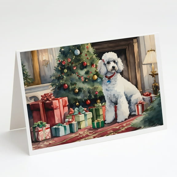 Poodle Cozy Christmas Greeting Cards Pack of 8 7 in x 5 in