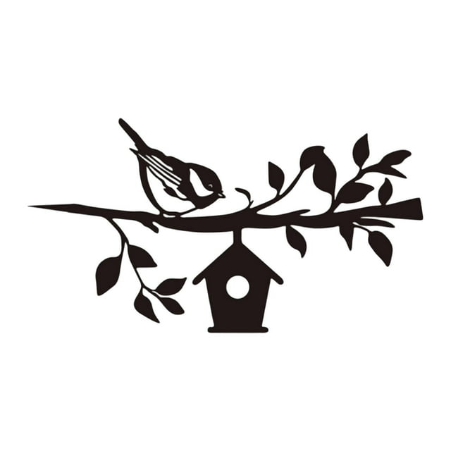 de jardín con silueta negra de animales, decoración de jardín, letrero de pared creativo 2D de pájaro en para entrada de patio de granja,