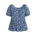 thumbnail image 5 of Terra & Sky Women's Peplum Top with Short Puff Sleeves, Sizes 0X-5X, 5 of 5