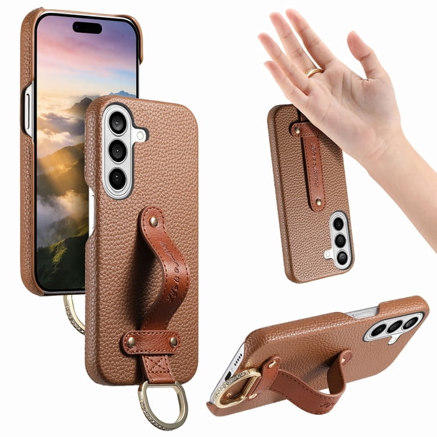 Funda FOXDOCK para Samsung Galaxy S26 con soporte ajustable, anillo de anclaje y protección avanzada-marrón