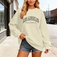 thumbnail image 2 of WEIWEN Los Angeles California Sweatshirt for Women Dressy Casual Long Sleeve Shirts for Women Oversized Tops Loose Fit Fall Workout Sweaters Women's Fashion Clothing Beige, S, 2 of 4