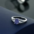 thumbnail image 4 of Gem Stone King 925 Sterling Silver Blue Lapis 3 Stone Engagement Ring for Women | 1.46 Cttw | Oval 8X6MM | Round 2MM | Gemstone Birthstone | Size 7, 4 of 4