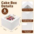 thumbnail image 3 of 6 Pack Cake Boxes with Cake Boards,12x12x8 Inch White Bakery Boxes with Windown,Disposable Cakes Transport Container, Tall Cake Carrier Holder for Cakes, Pie, Cupcakes, Pastry, 3 of 4