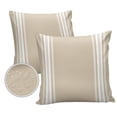 thumbnail image 2 of Outdoor Throw Pillow Cover Minimalist Modern Geometric Lines Waterproof Cushion Covers 2 Pack White Stripe on Khaki Back Pillow Cases Home Decoration for Patio Garden Couch Sofa, 2 of 7