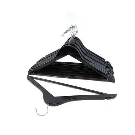 Florida Brands 48 Solid Wooden Hangers Black Wood Clothes Coat Suit Dress Pant
