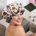 thumbnail image 5 of Shower Caps,Red Mushroom Plant White Pattern Waterproof Shower Cap for Women 4 Pieces,Double Reusable Hair Cover for Shower PEVA Elastic Stretch Hem, 5 of 7