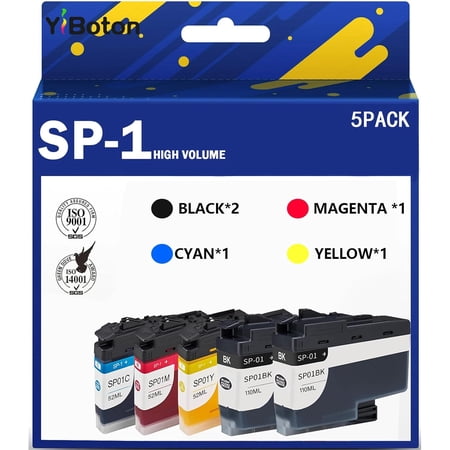 5 Pack SP01 Sublimation Ink Cartridges Compatible with Brother SP-1 Sublimation Printer, 110ml Black 52ml Color Capacity