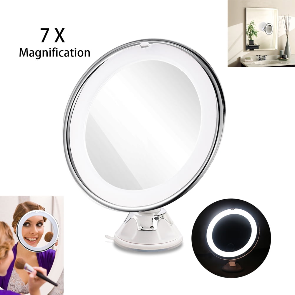 Adjustable 7x Magnification Lighted Led Makeup Mirror Bathroom Vanity Mirror Travel Mirror With Strong Suction Cup Walmart Com Walmart Com