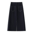 thumbnail image 3 of Deep Blue A-Line Denim Skirt Women High Waist Slim Fit Pencil Skirt Back Slit Straight Cut Autumn New Arrival Fashion, 3 of 6