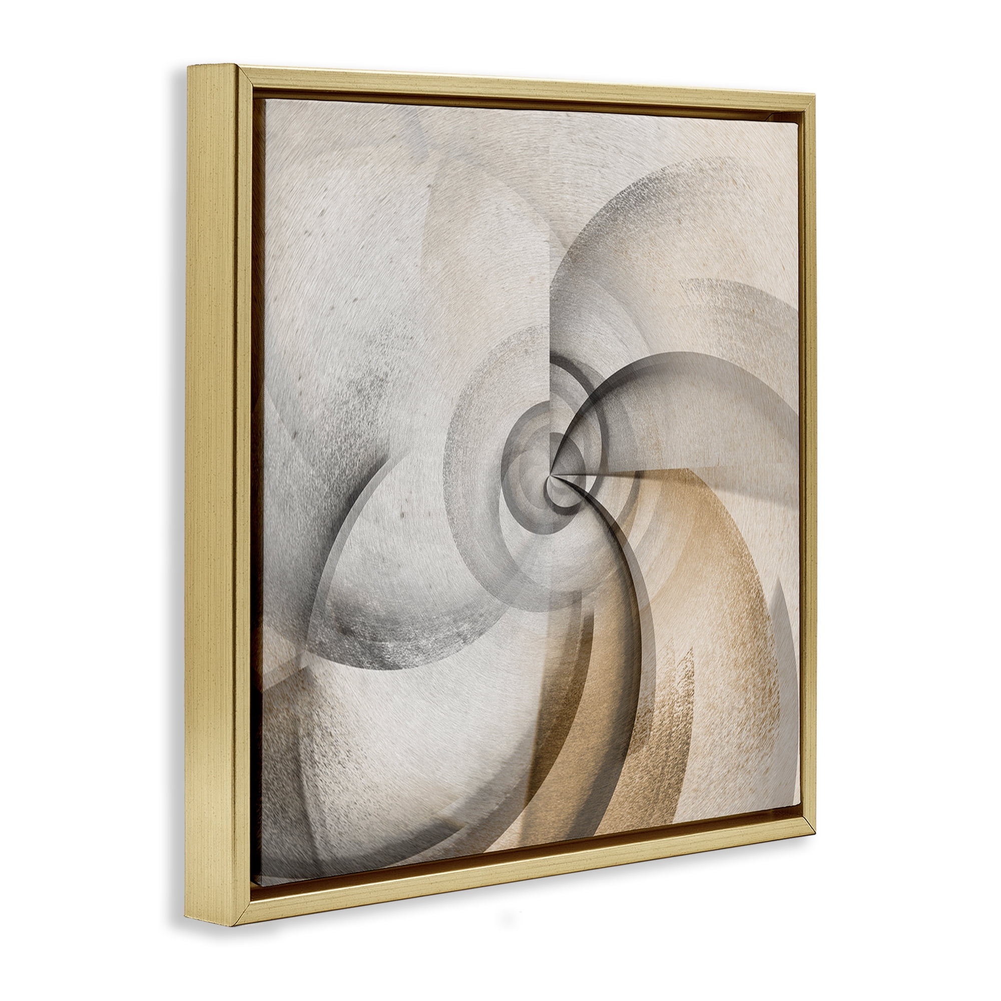 Stupell Industries Spinning Vortex Abstract Abstract Painting Gold Floater Framed Canvas Art Print Wall Art, 18 x 18