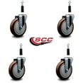 thumbnail image 2 of 5 Inch Maroon Poly Wheel Swivel 7/8 Inch Expanding Stem Caster Set SCC, 2 of 2